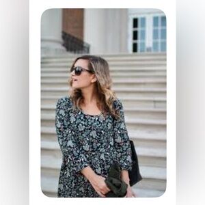 Old Navy Black and White Floral Blouse